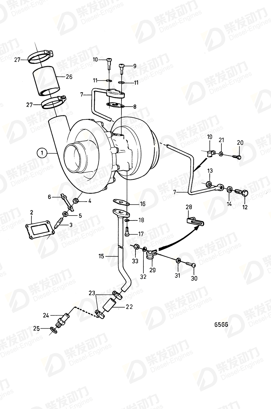 VOLVO Oil return pipe 846184 Drawing